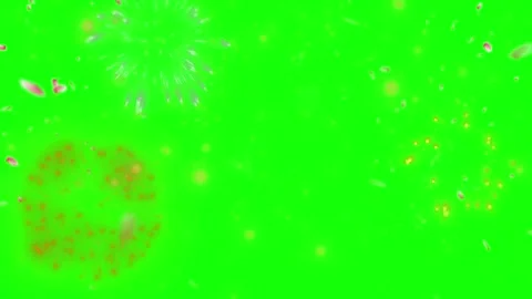 Vibrant multicolored fireworks explosions displaying against solid chroma key 動画素材 344714881