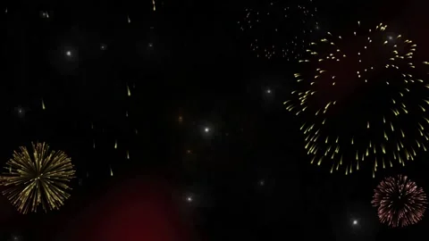 Vibrant multicolored fireworks explosions illuminating the dark night sky Vídeos de archivo 344714128