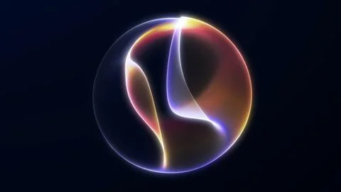 Vibrant multicolored glowing sphere with smooth gradient light trails. Abst.. Stock Illustration