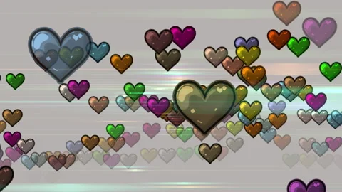 Vibrant Multicolored Heart Shapes in Dynamic Digital Artwork Illustration Stock Footage 297675437