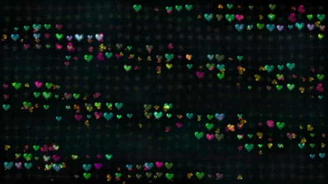 Vibrant Multicolored Hearts Pattern Digital Display Background Stock Footage 299699524
