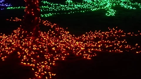 Vibrant Multicolored LED Lights Scattered on Dark Background Stock-Footage 263931088