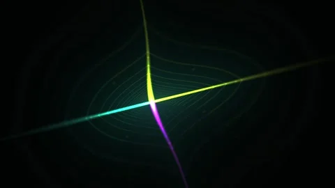 Vibrant multicolored light beam intersection on dark background. Stock Footage 335541784