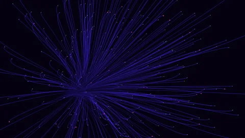 Vibrant multicolored lines exploding in dark room Video stock 322766456