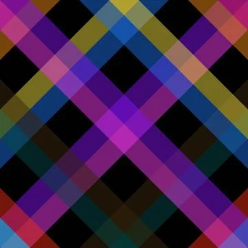 Vibrant multicolored plaid pattern on black background Stock Illustration