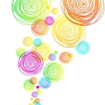 Vibrant Multicolored Scribble Circles Disks of Different Sizes Overlapping One Stock Illustration