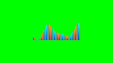 Vibrant multicolored sound frequency wave bars on a solid green background Stock Footage 340902839