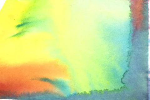 Vibrant multicolour watercolour paint background with blended colours Illustrazione stock