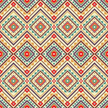 Vibrant Native American Pixel Seamless Pattern Stock Illustration