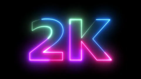 Vibrant Neon 2K Text Animation Dynamic Colorful Glowing Digits for High-Res.. 库存影片 330418039