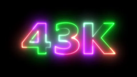 Vibrant Neon 43K Display Dynamic Animation Loop Digital Counter on Dark Bac.. Video stock 330419060