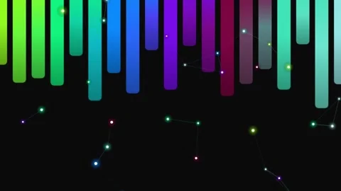 Vibrant Neon Audio Spectrum Background with Colorful Equalizer Bars and Plexus Video stock 328788458