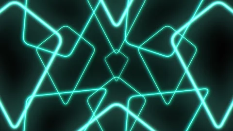 Vibrant neon blue lines form mesmerizing zigzag pattern on black background Stock Footage 279611213