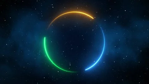 Vibrant neon circle abstract futuristic hi-tech motion background. Video loop Stock-Footage 242514043