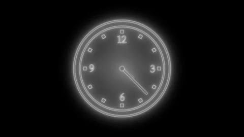 Vibrant Neon Clock Animation with Timer Countdown 库存影片 308046257