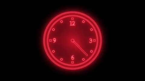 Vibrant Neon Clock Animation with Timer Countdown Stock Footage 308046286