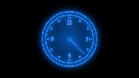 Vibrant Neon Clock Animation with Timer Countdown Stock Footage 308046294