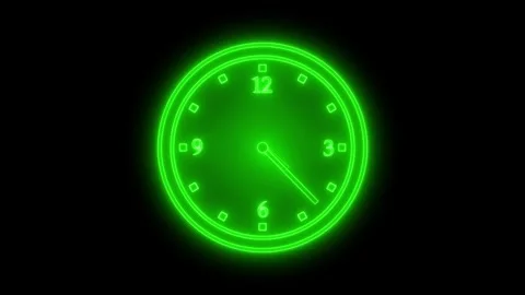 Vibrant Neon Clock Animation with Timer Countdown Stock Footage 308046303