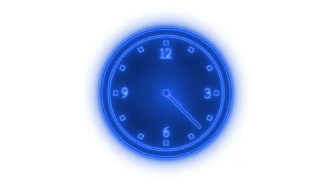 Vibrant Neon Clock Animation with Timer Countdown Stock Footage 308046339