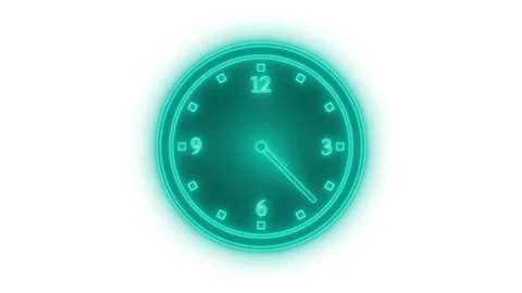 Vibrant Neon Clock Animation with Timer Countdown Stock Footage 308046346
