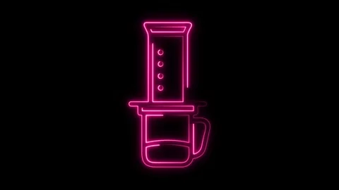 Vibrant neon coffee maker animation for modern cafe branding and trendy social Stock Footage 321141154