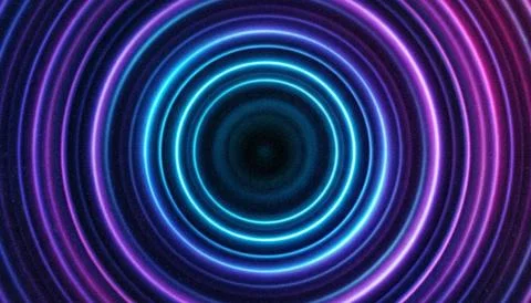 Vibrant neon concentric circles pattern background. イラスト素材