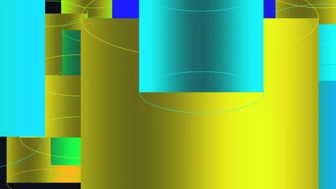 Vibrant Neon Cylinders 3D Geometric Tunnel Loop Animation Stock Footage 341609178