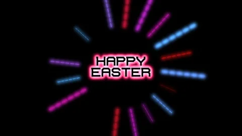 Vibrant neon Easter greeting in circular pattern Stock Footage 258729448