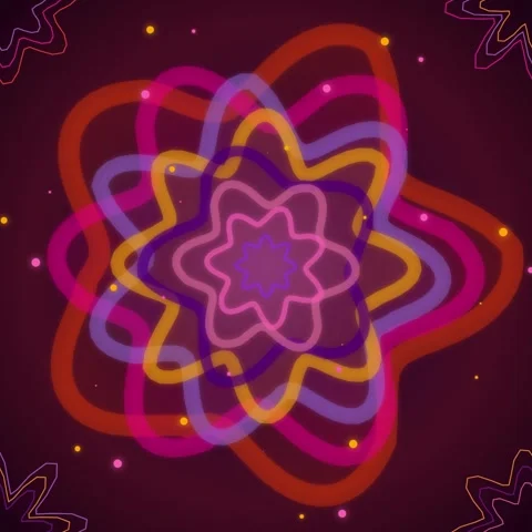 Vibrant Neon Flower Mandala Psychedelic Animation - Abstract Background Loop Stock Footage 346284164