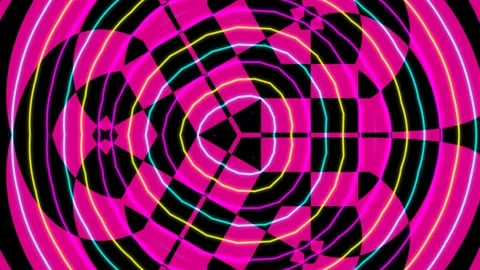 Vibrant neon geometric circle pattern background for abstract technological.. Stock Footage 339788902