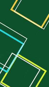 Vibrant neon geometric frames intersect across a deep green backdrop, creat.. Stock Illustration