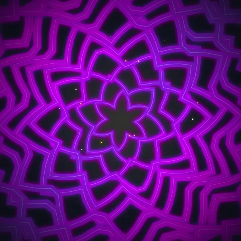 Vibrant Neon Geometric Kaleidoscopic Pattern - Abstract Digital Art Backgroun Stock Footage 348230713