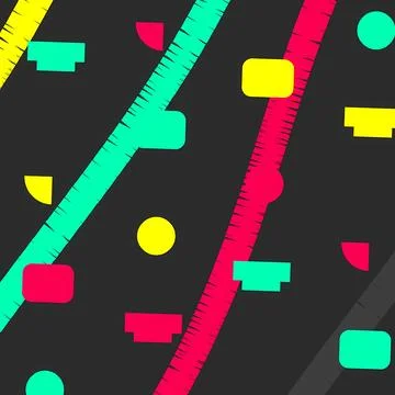 Vibrant Neon Geometric Pattern Background with Retro Abstract Shapes イラスト素材