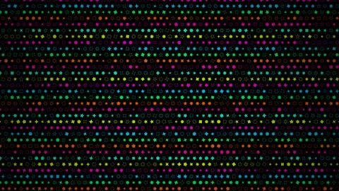 Vibrant Neon Geometric Shapes Pattern on Black Background Ilustración de archivo