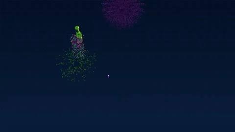 Vibrant neon glow effect firework bursting with glitter in night sky during.. Stock Footage 326519278