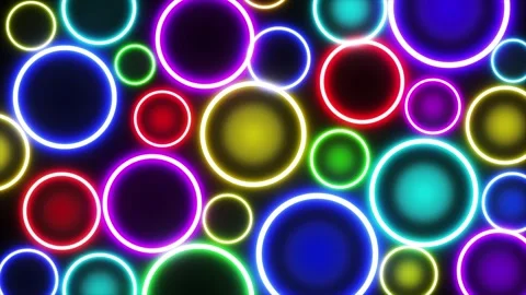 Vibrant Neon Glowing Circles Abstract Motion Background 4K Stock Footage 321946491
