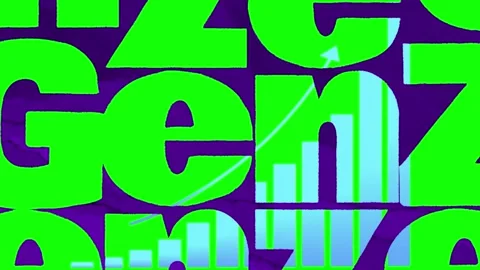 Vibrant neon green typography pattern featuring repeating stylized text over Stock Footage 345102077