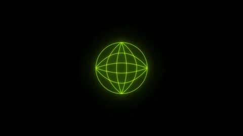 Vibrant neon green world globe grid animation with luminous digital lines o.. Stockbeeldmateriaal 336922007