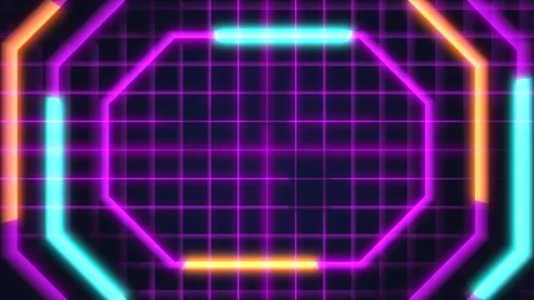 Vibrant neon grid design element with central circle 스톡 동영상 317144906