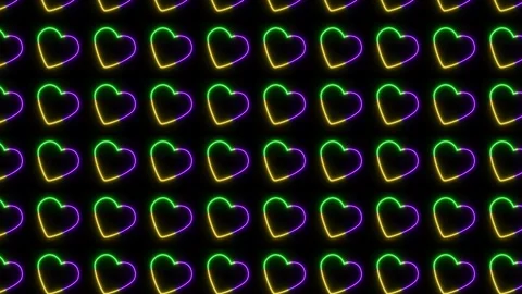 Vibrant Neon Heart Pattern with Multicolor Glow for Celebration and Festive.. 動画素材 338216111