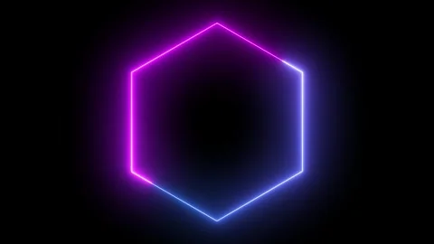 Vibrant neon hexagon on dark gradient. Stock-Footage 286408783