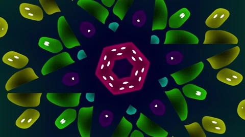 Vibrant neon kaleidoscope star pattern loop with energetic geometric motion Stock Footage 336507216