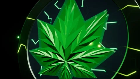 A vibrant neon leaf emblem, 4K Stock Footage 337572407