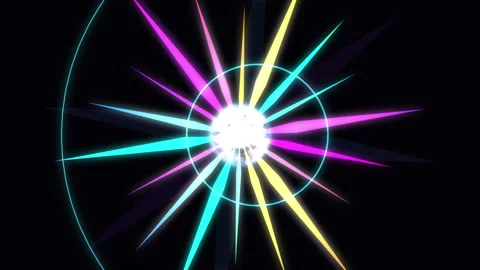 Vibrant neon light burst motion graphic with glowing rays, glowing rays and Vidéo 346740759