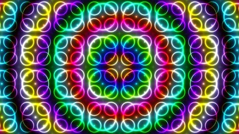 Vibrant Neon Light Circles Abstract Seamless Loop Pattern on Dark Background for 스톡 일러스트