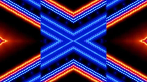 Vibrant neon light patterns dance rhythmically in a modern cityscape backdrop Stock Footage 296218084