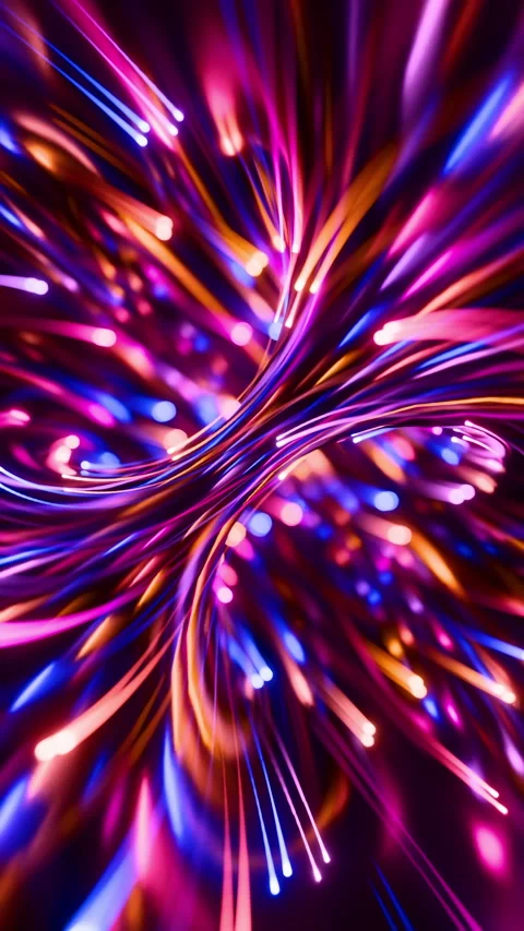 Vibrant Neon Light Trail Vertical Vortex Loop with Futuristic Swirling Motion Stock Footage 328216363