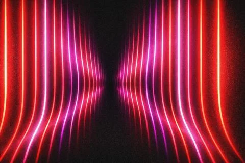 Vibrant neon light trails abstract background. Stock Illustration