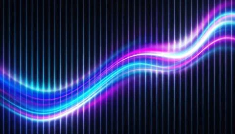 Vibrant neon light wave technology background. Stock Illustration