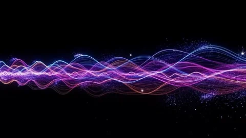 Vibrant Neon Light Waves on Black Background. Stock Footage 330335860